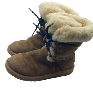 UGG Australia Girls Sheepskin Winter Boots Leather S/N 3285 Brown Size 5